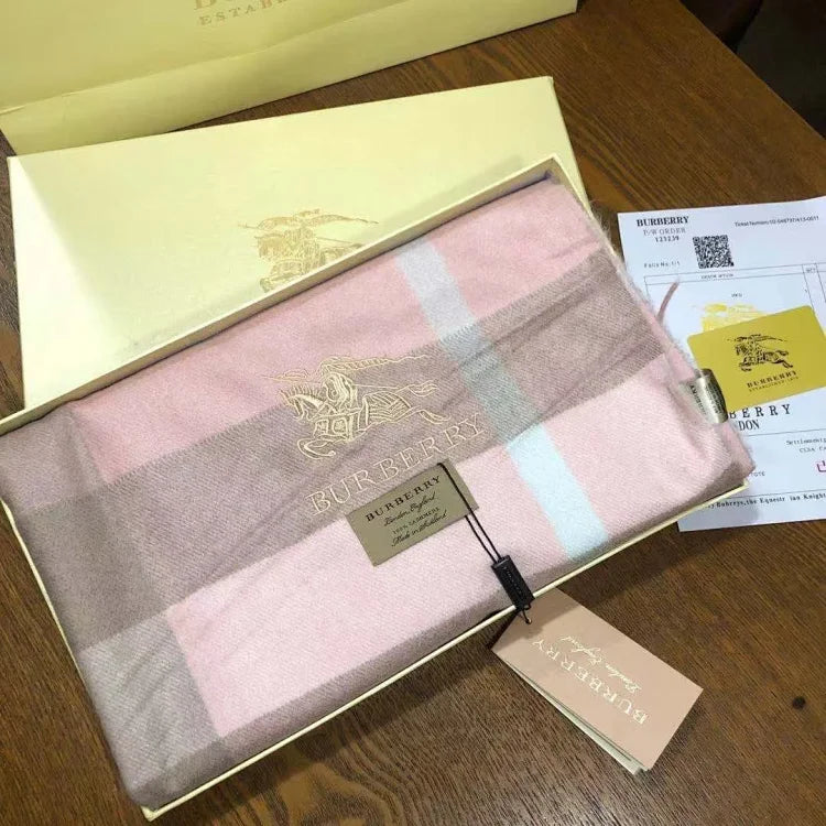 Burberry Style Heart Plaid Cashmere Scarf