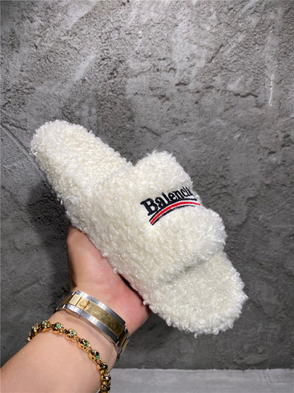 Balenciaga Fur Slide Sandals