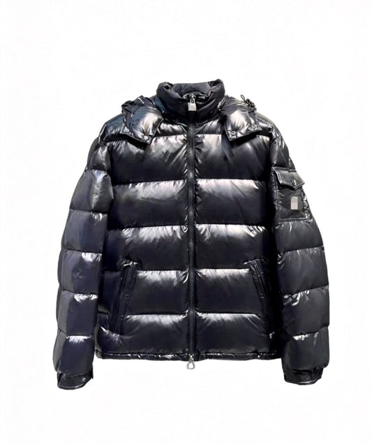 Chaqueta de Plumas Brillante con Capucha