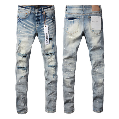 Jeans Slim Rotos Efecto Desgastado Hiphop
