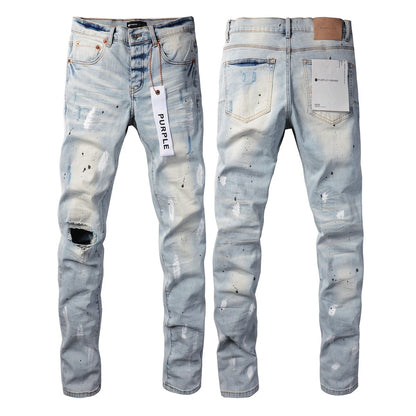 Jeans Slim Rotos Efecto Desgastado Hiphop