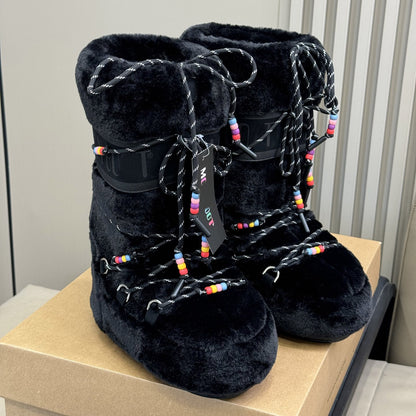 Botas de Nieve con Cordones y Forro de Piel