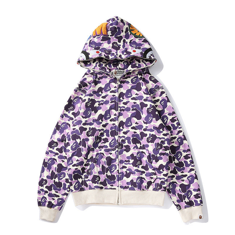 Sudadera con Capucha de Tiburón Bordada 1:1 Estilo Callejero