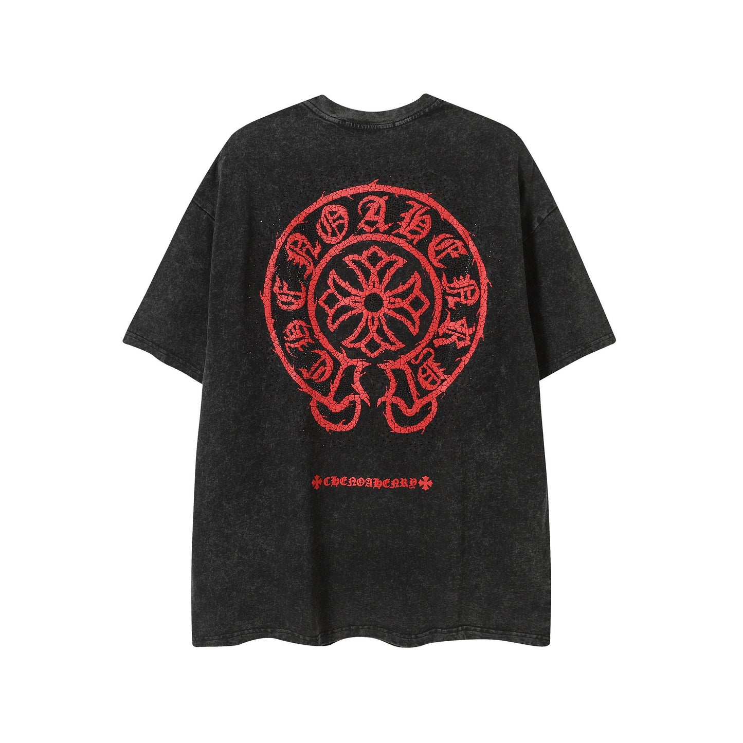 Camiseta Unisex Cruz Sánscrito Parche Metal Luminiscente