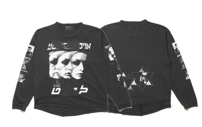 Camiseta Melancólica con Estampado de Retrato Ilustrado