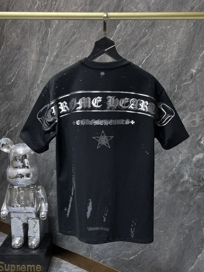 Camiseta Unisex Cruz Sánscrito Parche Metal Luminiscente