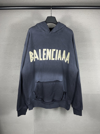 B家 Sudadera con Capucha Efecto Lavado Desgastado