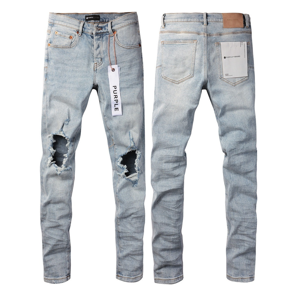 Jeans Slim Rotos Efecto Desgastado Hiphop
