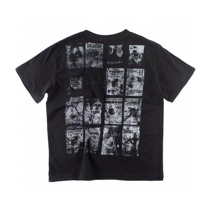 Camiseta Melancólica con Estampado de Retrato Ilustrado