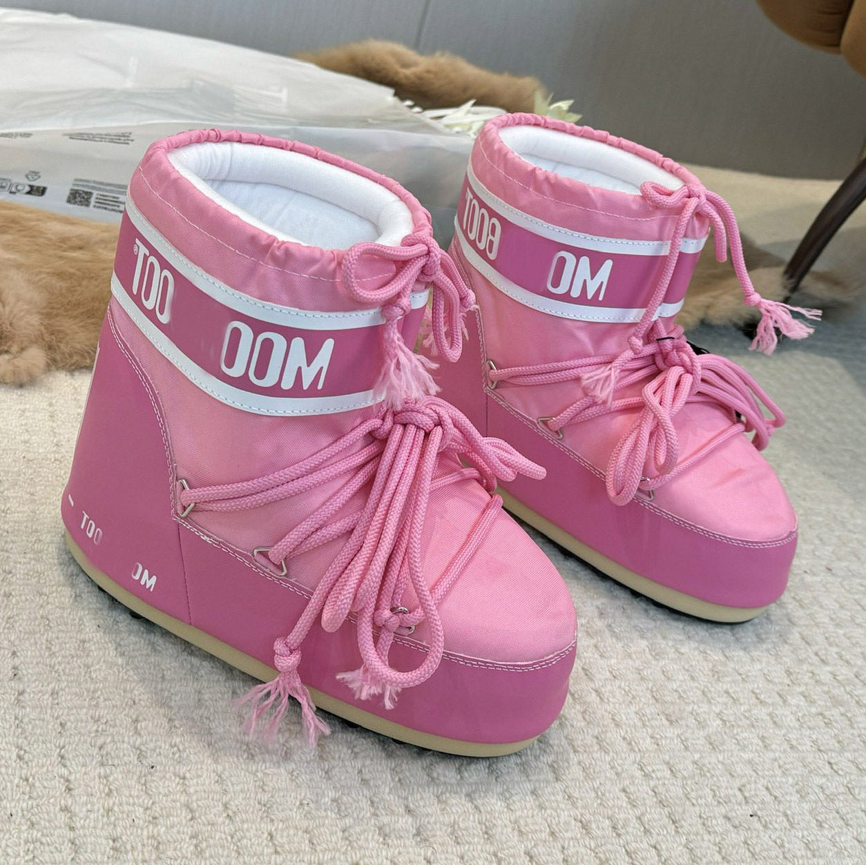 Botas de Nieve de Plataforma con Forro de Piel para Mujer
