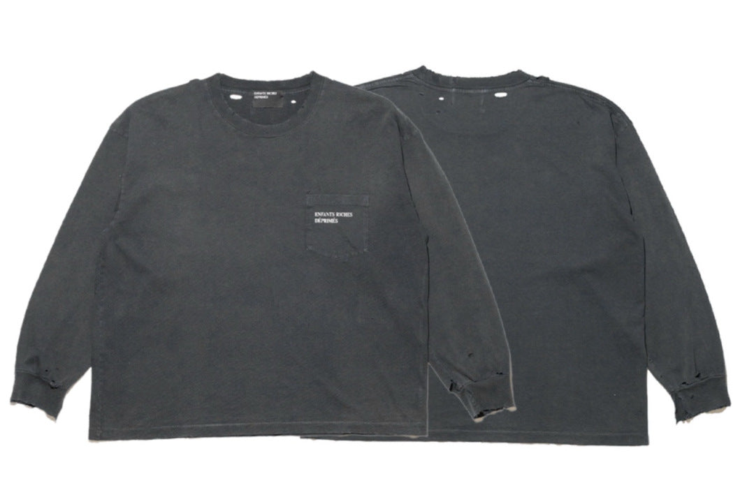 Camiseta Melancólica con Estampado de Retrato Ilustrado