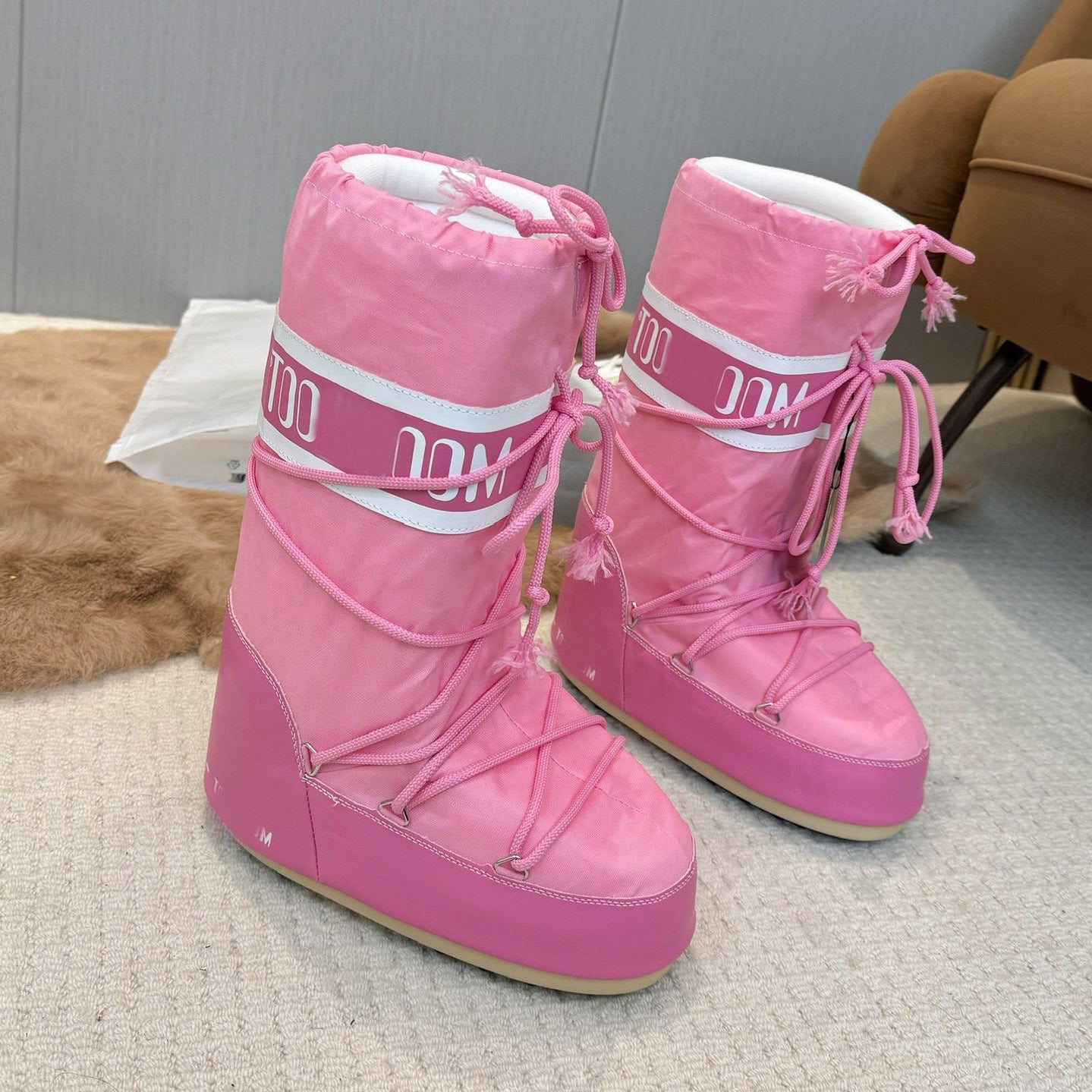Botas de Nieve con Cordones y Forro de Piel