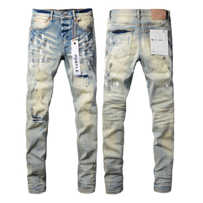 Jeans Slim Rotos Efecto Desgastado Hiphop