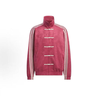 New Chinese Style Suede Unisex Stand Collar Jacket