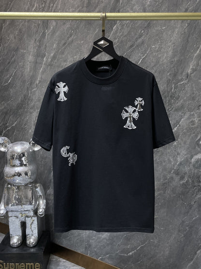 Camiseta Unisex Cruz Sánscrito Parche Metal Luminiscente