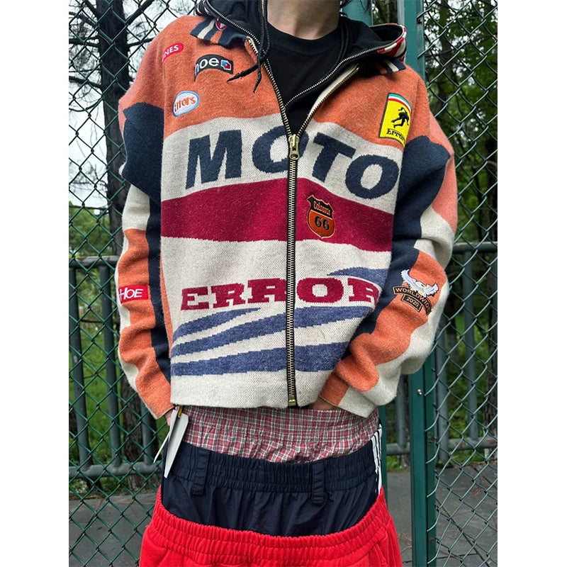 House of Errors Heavyweight Niche Knitted Motorcycle Racing Jacket