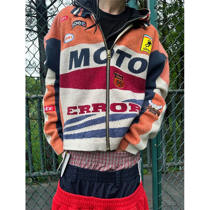 House of Errors Heavyweight Niche Knitted Motorcycle Racing Jacket