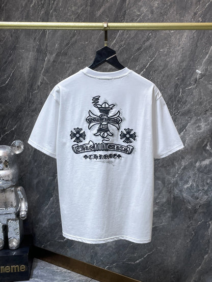 Camiseta Unisex Cruz Sánscrito Parche Metal Luminiscente