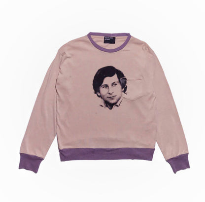 Camiseta Melancólica con Estampado de Retrato Ilustrado