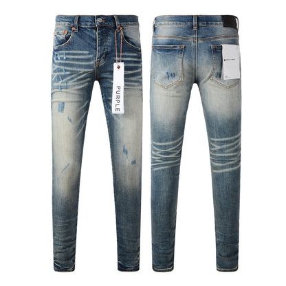 Jeans Slim Rotos Efecto Desgastado Hiphop