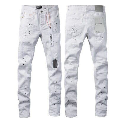 Jeans Slim Rotos Efecto Desgastado Hiphop