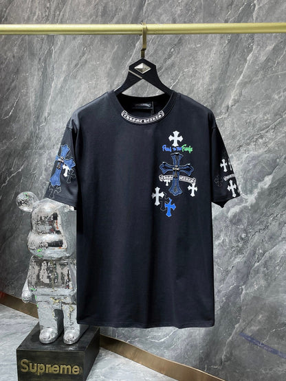 Camiseta Unisex Cruz Sánscrito Parche Metal Luminiscente