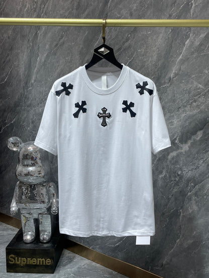 Camiseta Unisex Cruz Sánscrito Parche Metal Luminiscente