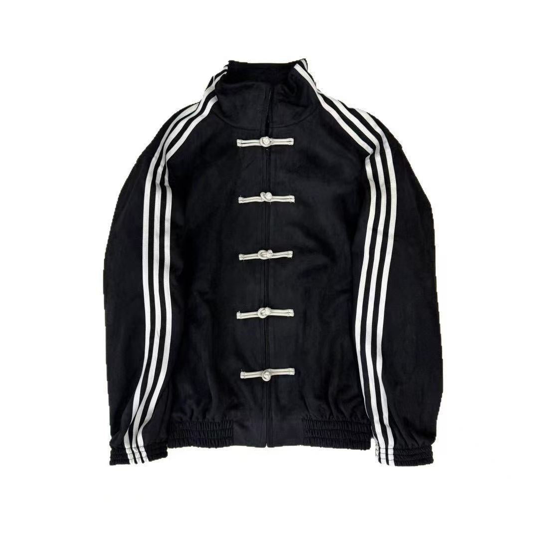 New Chinese Style Suede Unisex Stand Collar Jacket