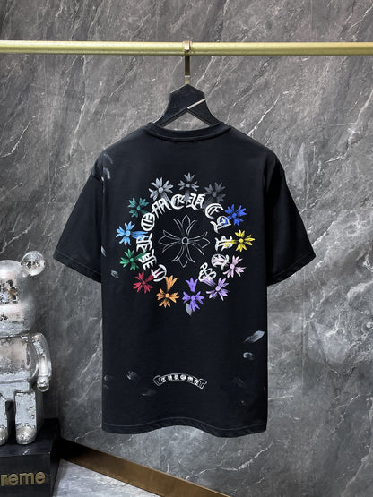 Camiseta Unisex Cruz Sánscrito Parche Metal Luminiscente