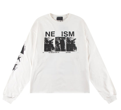 Camiseta Melancólica con Estampado de Retrato Ilustrado