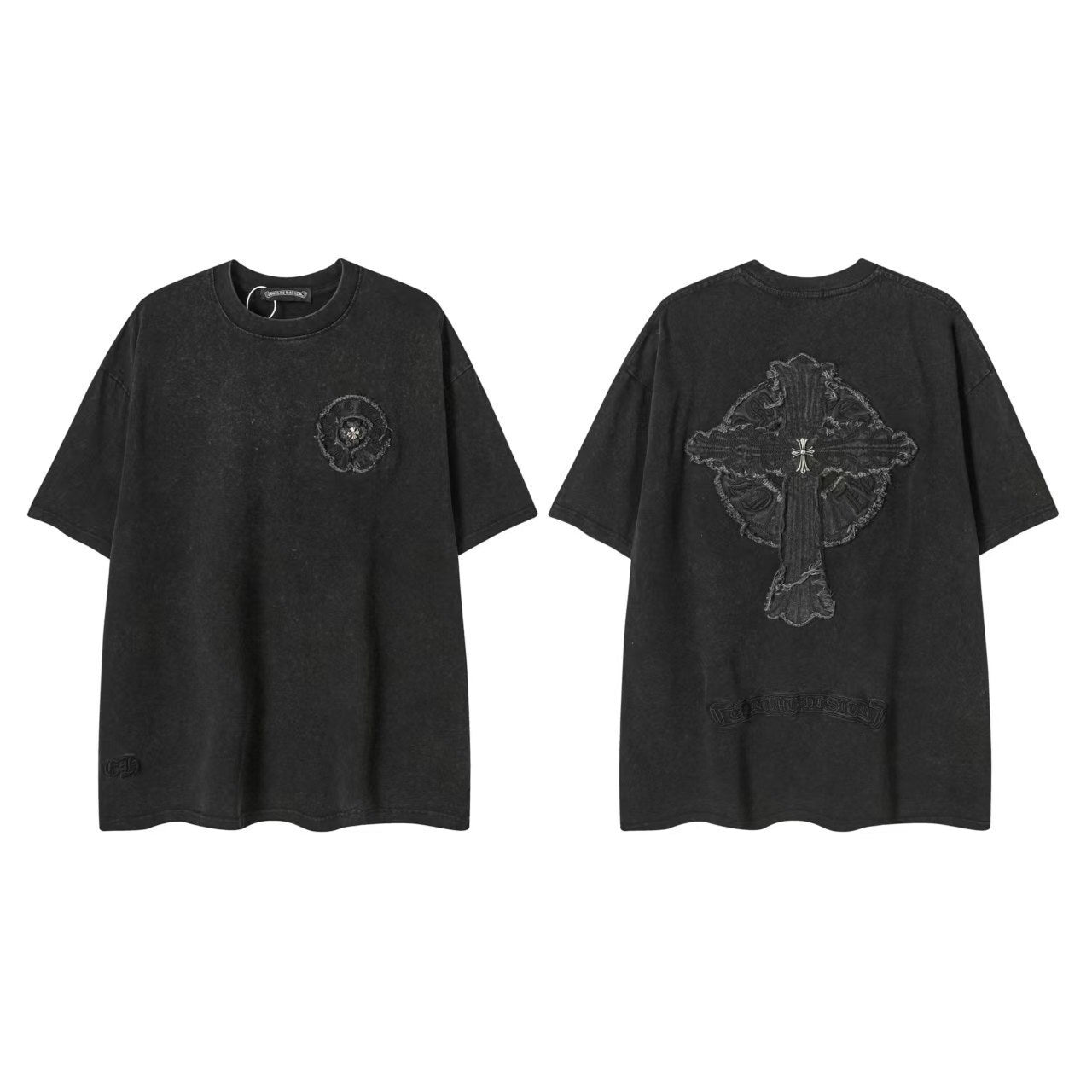 Camiseta Unisex Cruz Sánscrito Parche Metal Luminiscente