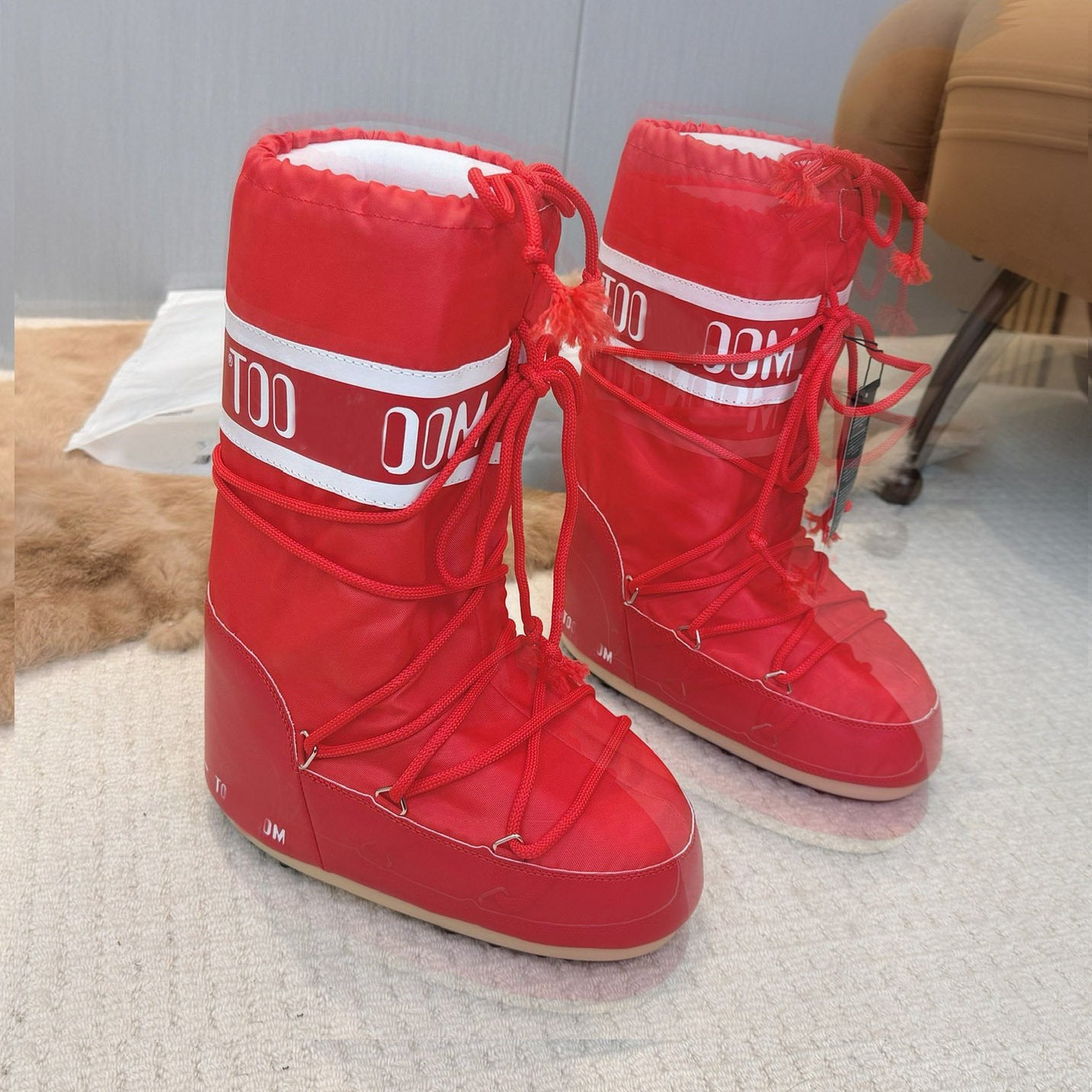 Botas de Nieve con Cordones y Forro de Piel