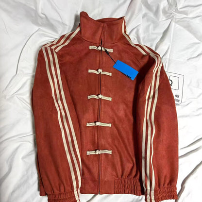 New Chinese Style Suede Unisex Stand Collar Jacket