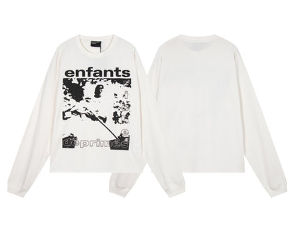 Camiseta Melancólica con Estampado de Retrato Ilustrado