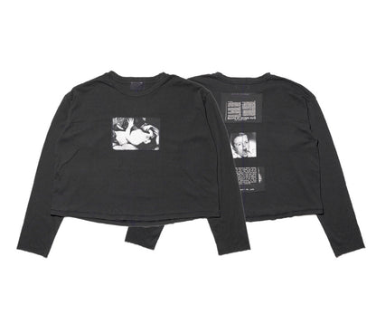 Camiseta Melancólica con Estampado de Retrato Ilustrado