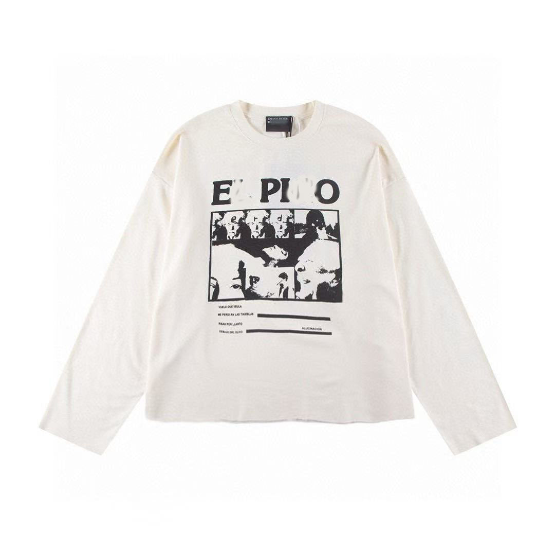 Camiseta Melancólica con Estampado de Retrato Ilustrado