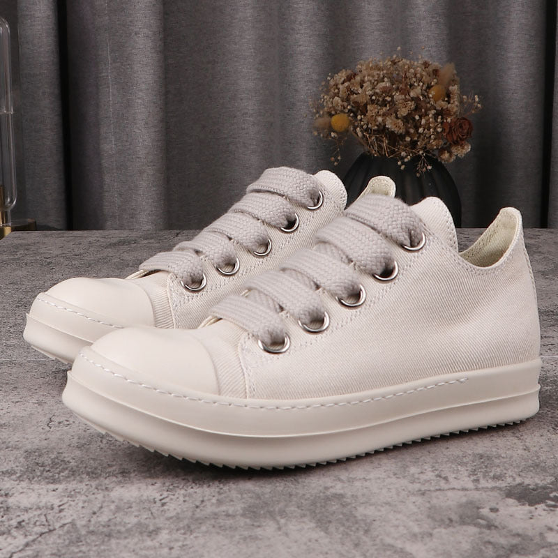 Rick Owens Low White Leather Jumbolaces