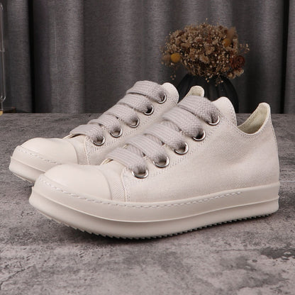 Rick Owens Low White Leather Jumbolaces