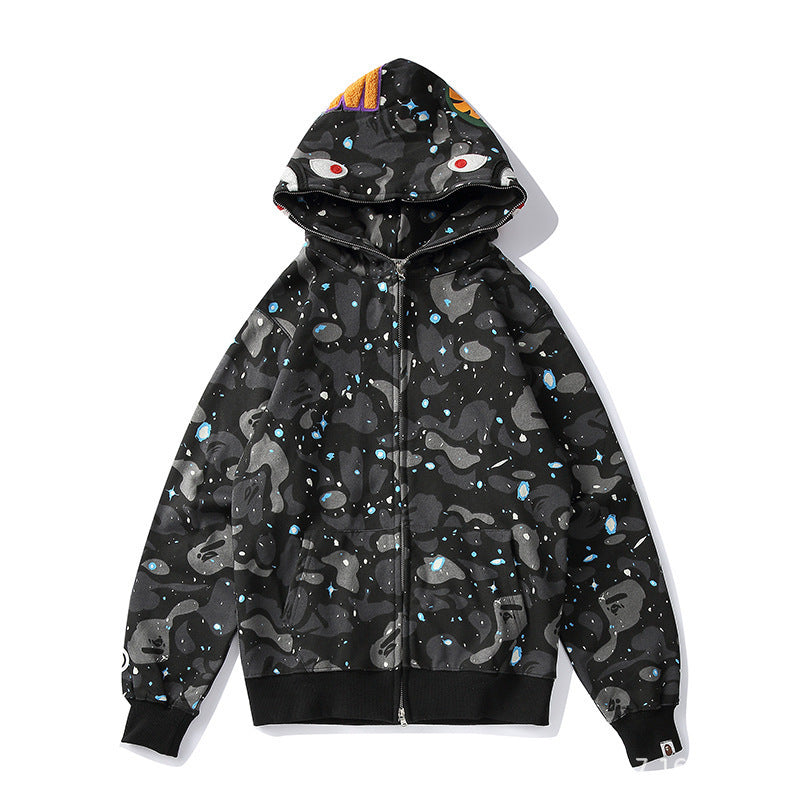 Sudadera con Capucha de Tiburón Bordada 1:1 Estilo Callejero
