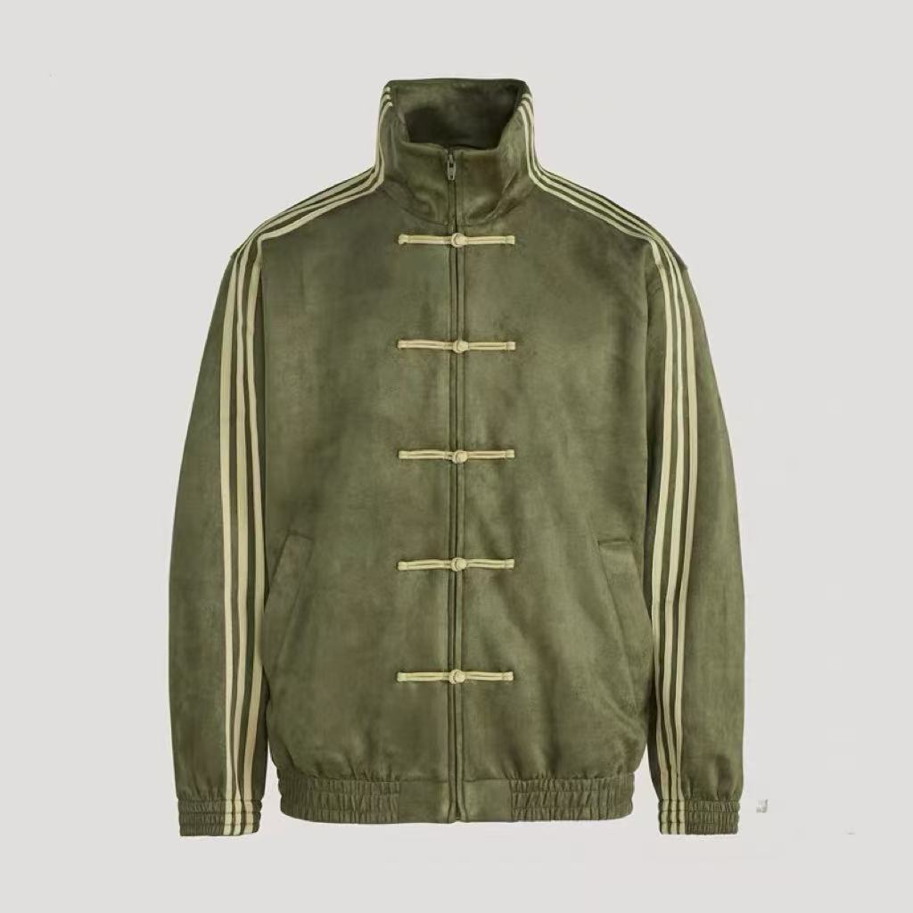 New Chinese Style Suede Unisex Stand Collar Jacket