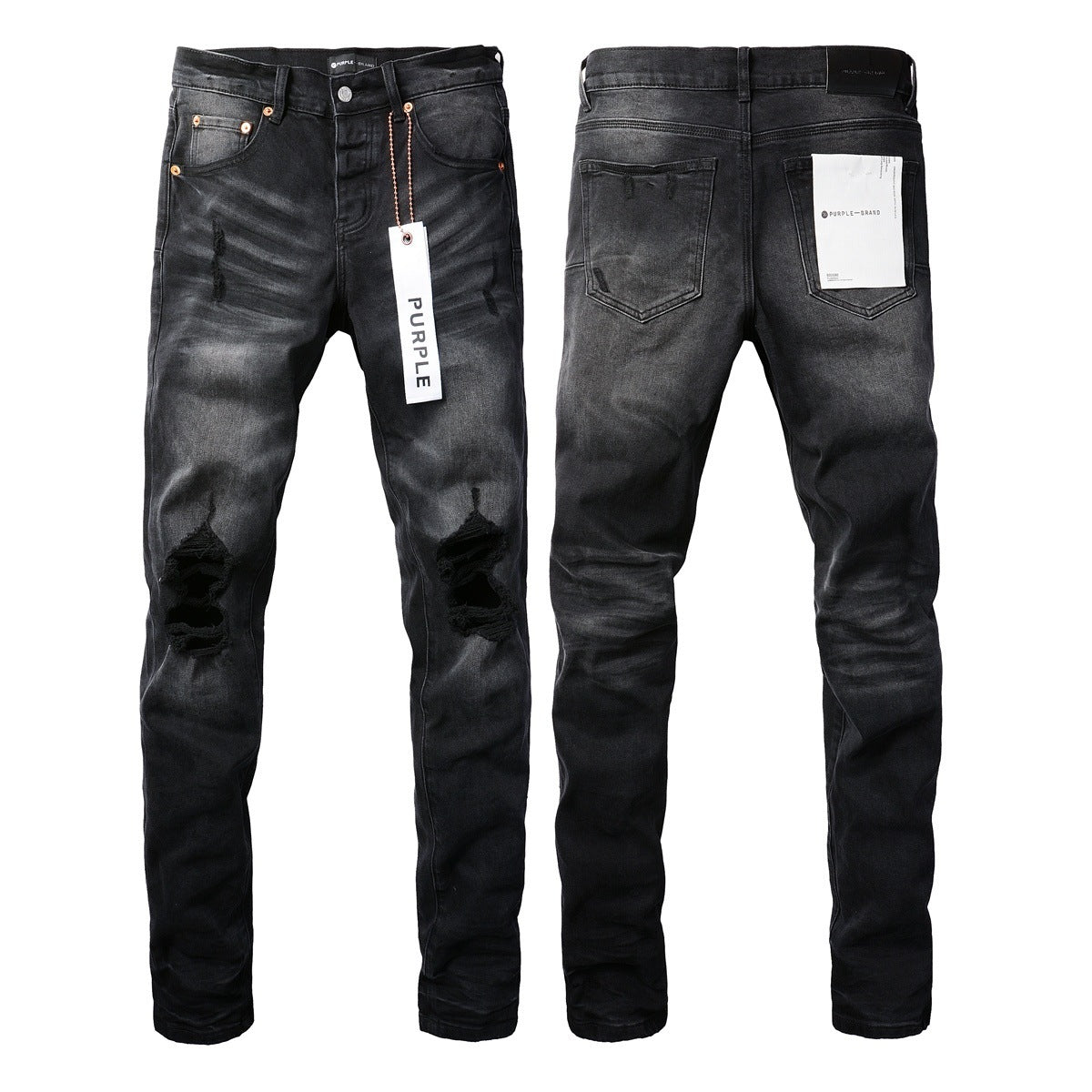 Jeans Slim Rotos Efecto Desgastado Hiphop