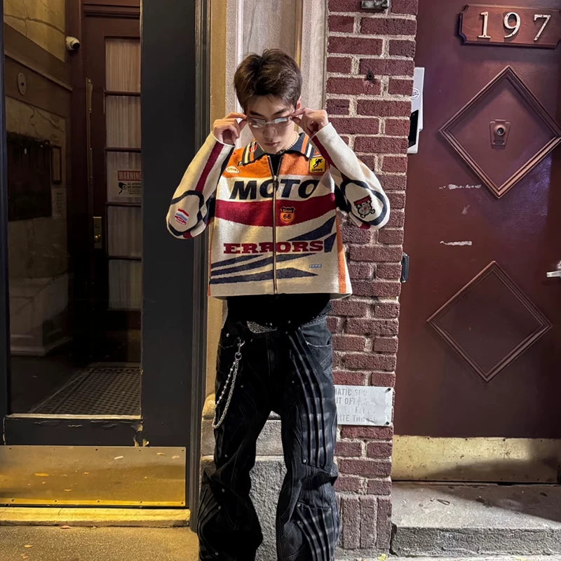 House of Errors Heavyweight Niche Knitted Motorcycle Racing Jacket