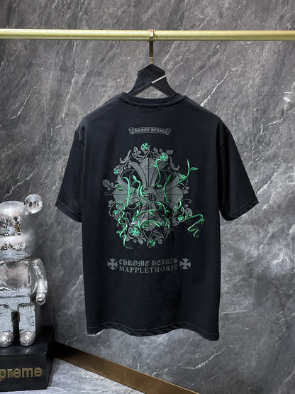 Camiseta Unisex Cruz Sánscrito Parche Metal Luminiscente