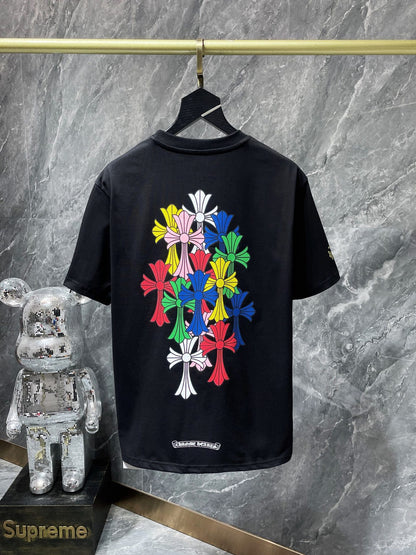 Camiseta Unisex Cruz Sánscrito Parche Metal Luminiscente