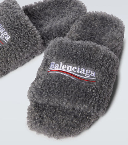 Balenciaga Fur Slide Sandals