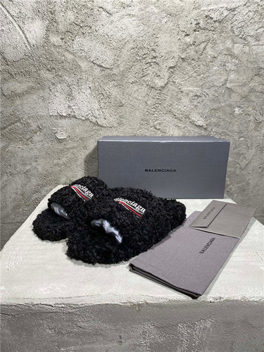 Balenciaga Fur Slide Sandals