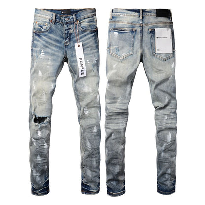 Jeans Slim Rotos Efecto Desgastado Hiphop