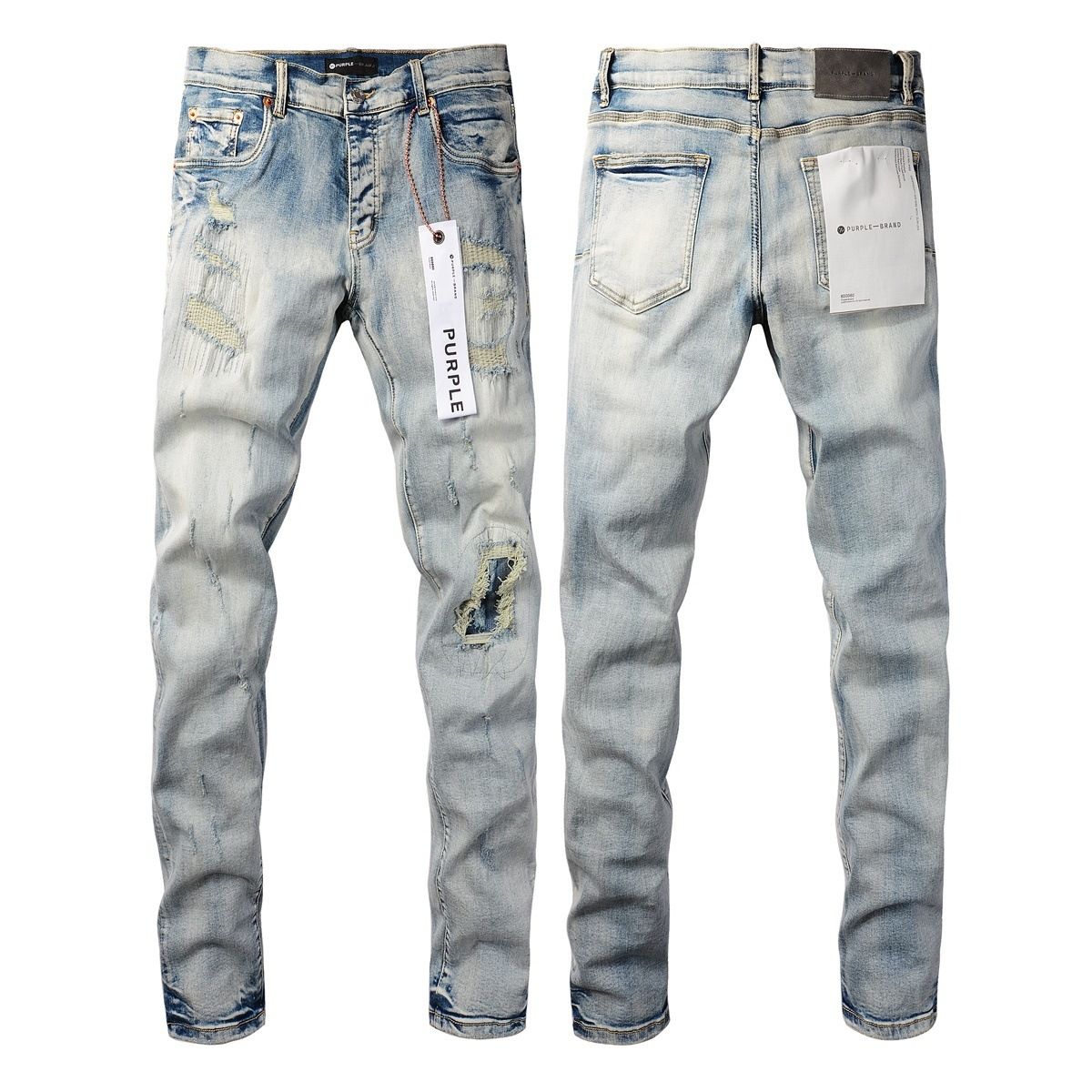 Jeans Slim Rotos Efecto Desgastado Hiphop