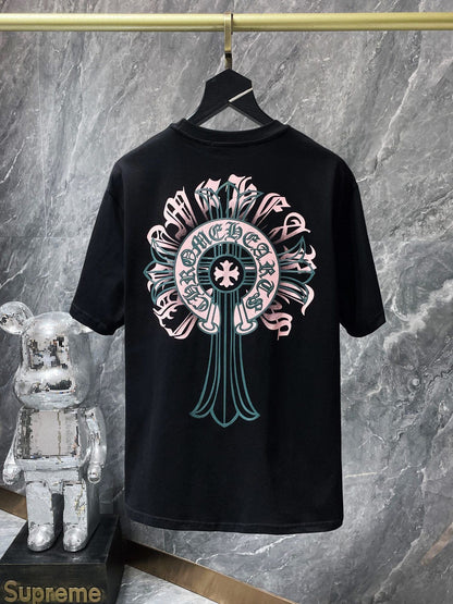 Camiseta Unisex Cruz Sánscrito Parche Metal Luminiscente