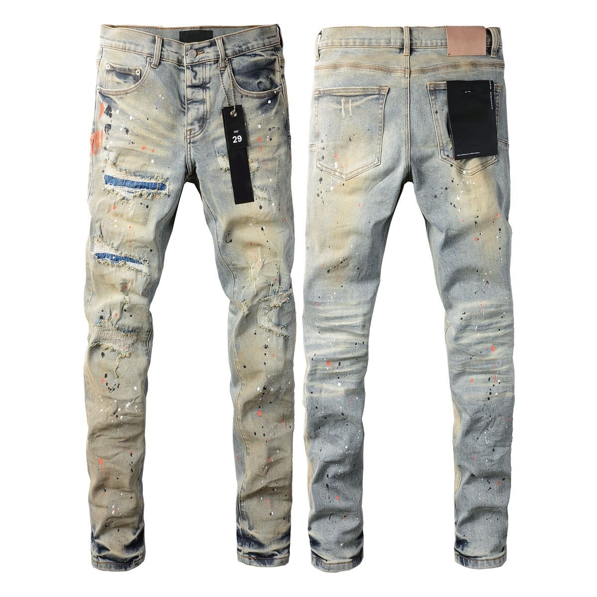 Jeans Slim Rotos Efecto Desgastado Hiphop